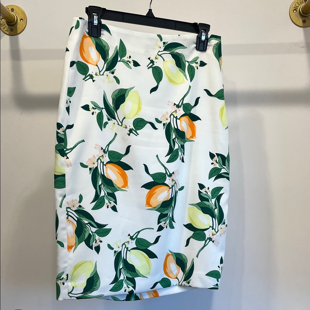 Ann Taylor Citrus Print Pencil Skirt
